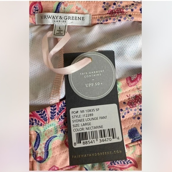NEW Fairway & Greene Sydnee Lounge Pants Nectarine floral print NWT Size Large - Picture 3 of 15